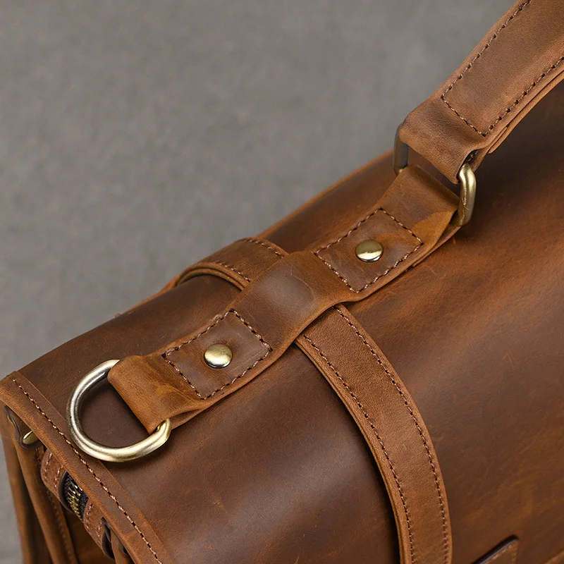 Men Genuine Leather Big Briefcase 14 inch Laptop Business Bag Cowhide Laptop Handbag Notebooks Mens Work Tote Big Shoulder Bag
