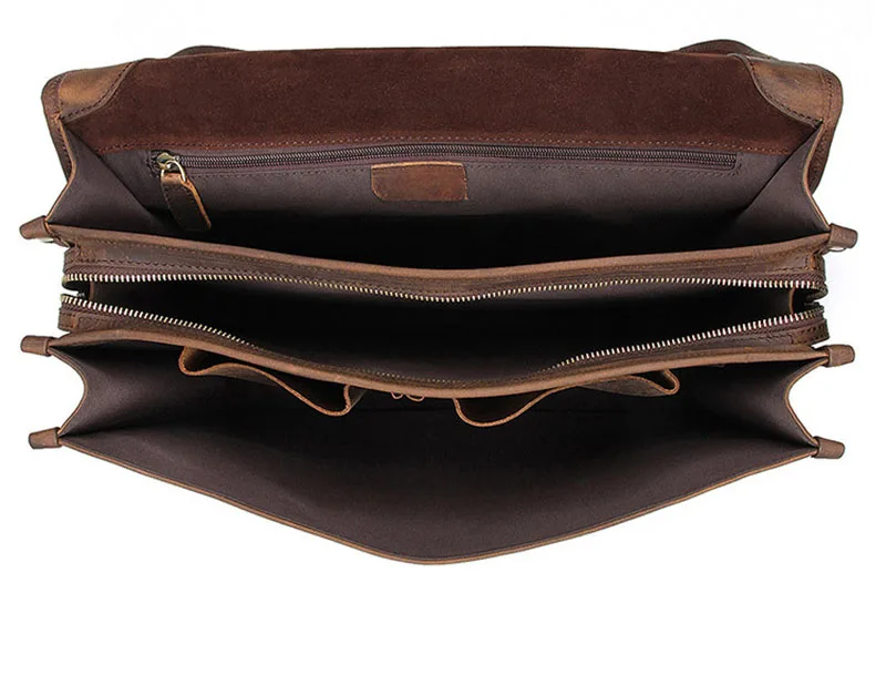 Men Genuine Leather Big Briefcase 14 inch Laptop Business Bag Cowhide Laptop Handbag Notebooks Mens Work Tote Big Shoulder Bag