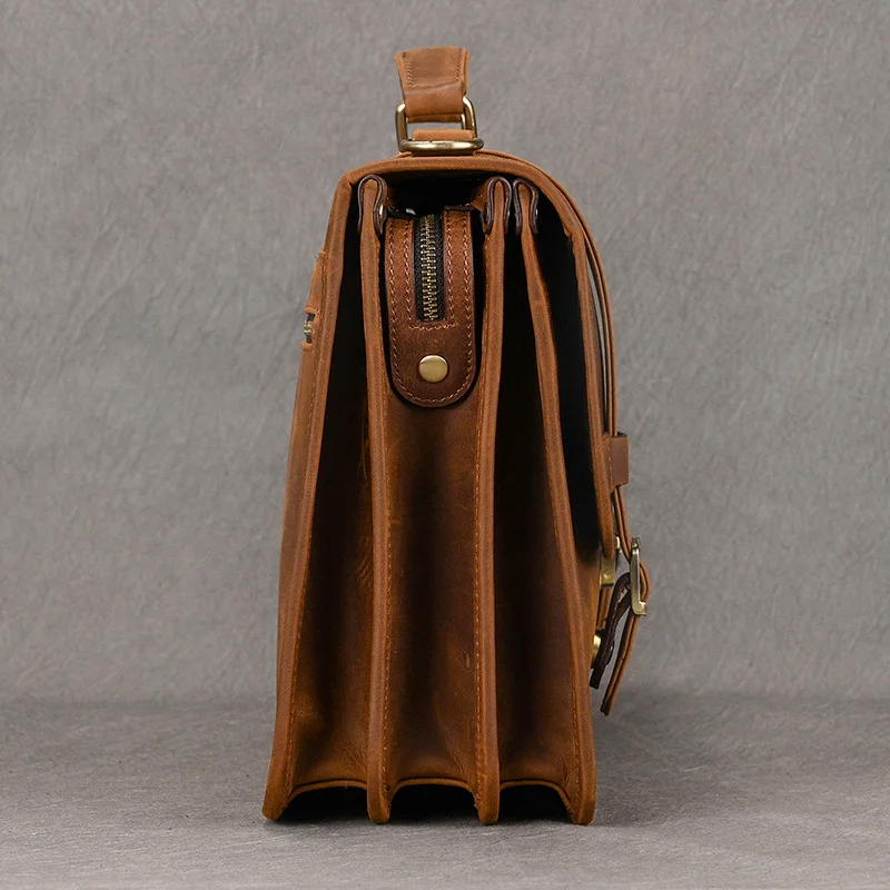 Men Genuine Leather Big Briefcase 14 inch Laptop Business Bag Cowhide Laptop Handbag Notebooks Mens Work Tote Big Shoulder Bag