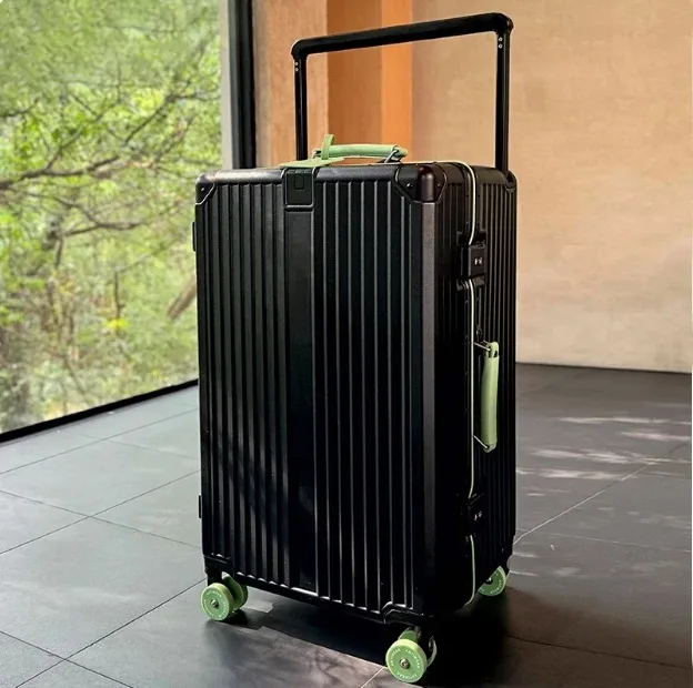 Aluminum Frame Wide Handlebar Rolling Luggage with Colorful Silent Spinner Wheels and TSA Lock Large Capacity Trolley Suitcase