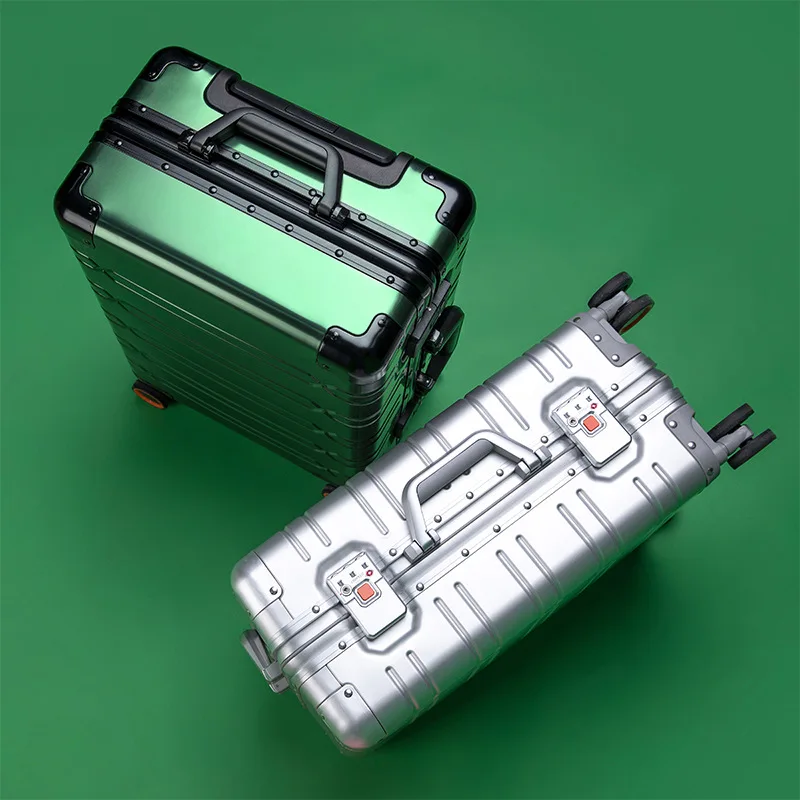 100% Aluminum-magnesium Suitcase Large Capacity Rolling Luggage with Spinner wheel Travel Trolley case 20inch Carry-On Suitcase