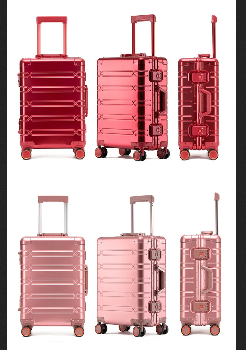 100% Aluminum-magnesium Suitcase Large Capacity Rolling Luggage with Spinner wheel Travel Trolley case 20inch Carry-On Suitcase