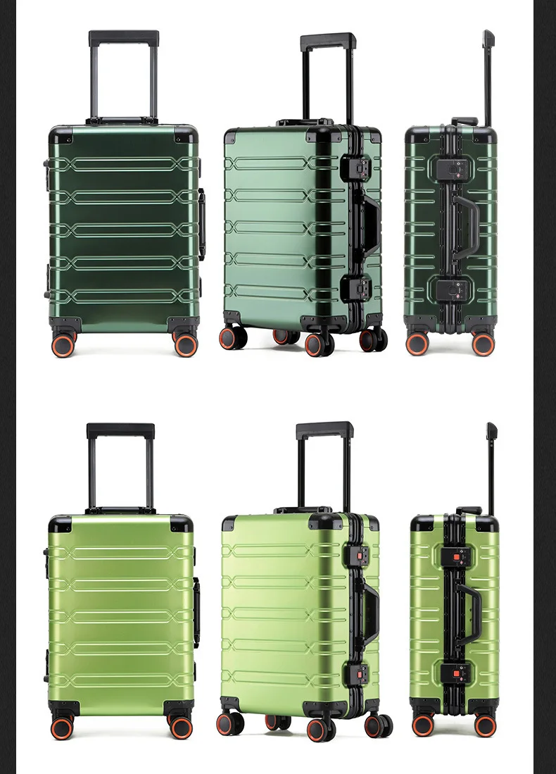 100% Aluminum-magnesium Suitcase Large Capacity Rolling Luggage with Spinner wheel Travel Trolley case 20inch Carry-On Suitcase
