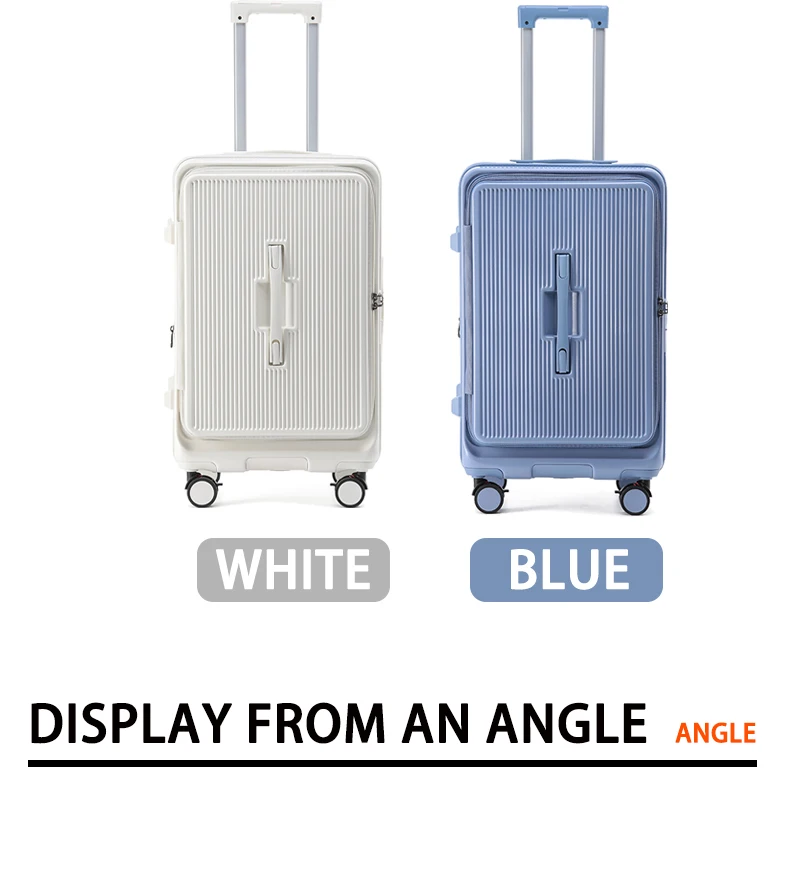 Smart Side-Open Suitcase Expandable Retractable Cup Holder Hook Durable ABS+PC Luggage 20/24/26/28' TSA Lock Travel Trolley