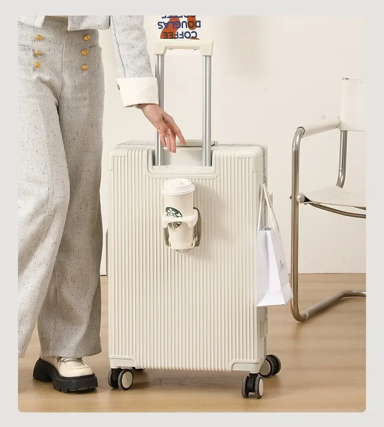 Travel High Quality Portable Suitcase Front Opening Laptop Trolley Case Luggage on Wheels Aluminum Frame Boarding Case