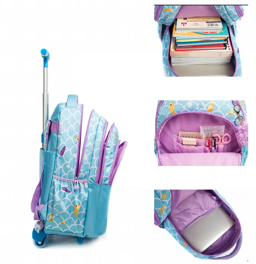 Boys Rolling Backpack for Kids 8-12 Trolley School Bag with Wheels Travel Backpack for Kids with Lunch Bag Back to School Supply