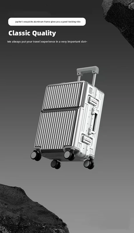 KLQDZMS Multifunctional Suitcase Front Opening Boarding Case Laptop Trolley Case 20"24"26 Inch Charging Cabin Luggage
