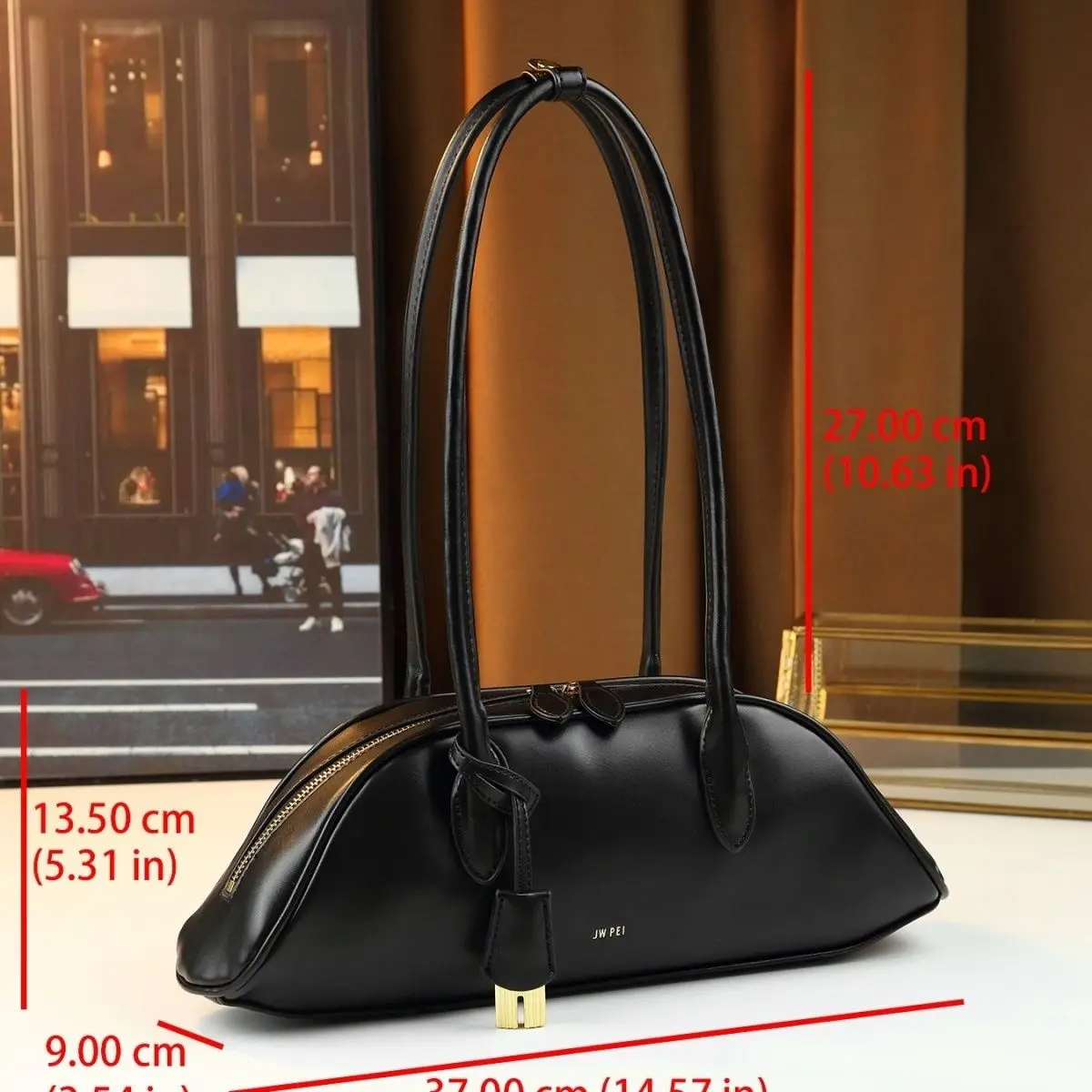 JW PEI Trendy Sports Style Bowling Dumpling Bag Solid Color Large Capacity Handbag Single Shoulder Underarm Bag
