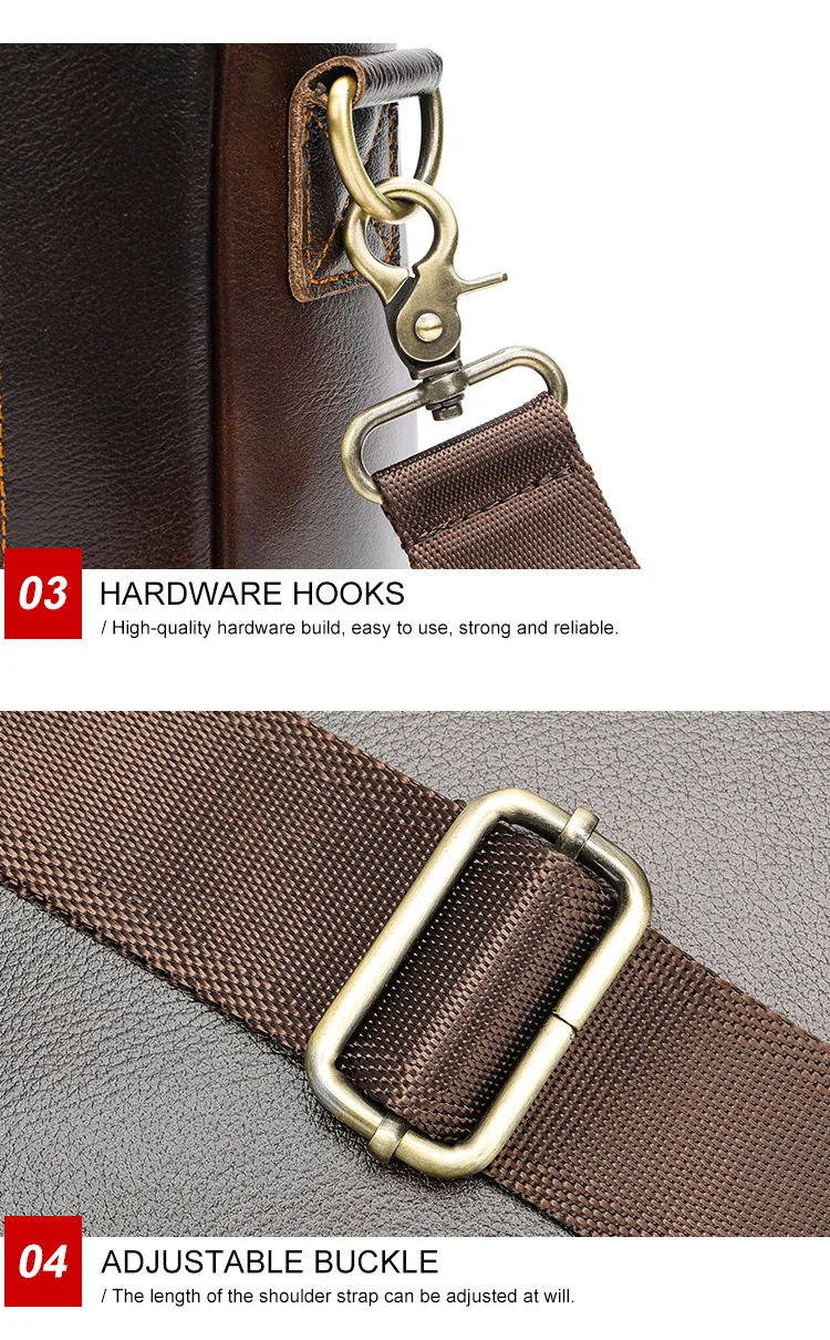 Men's genuine leather handbag, top-layer cowhide briefcase, genuine leather laptop bag, business bag