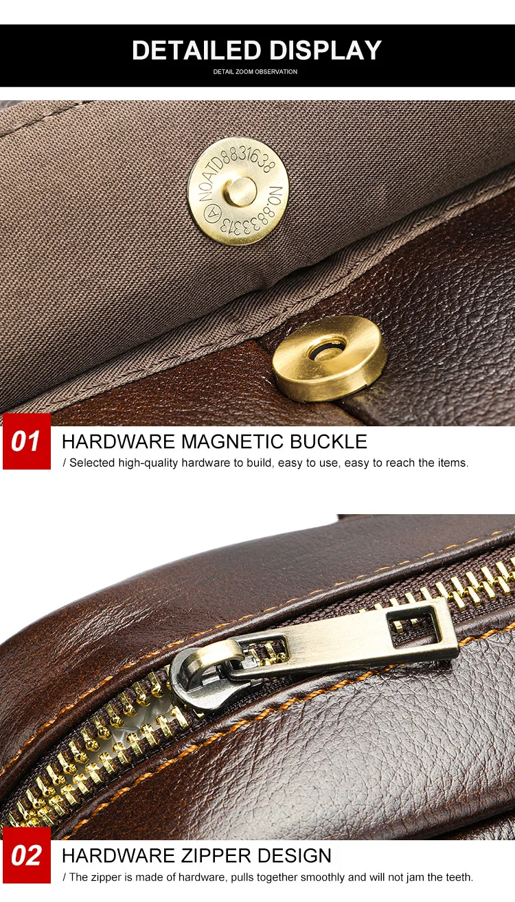 Men's genuine leather handbag, top-layer cowhide briefcase, genuine leather laptop bag, business bag
