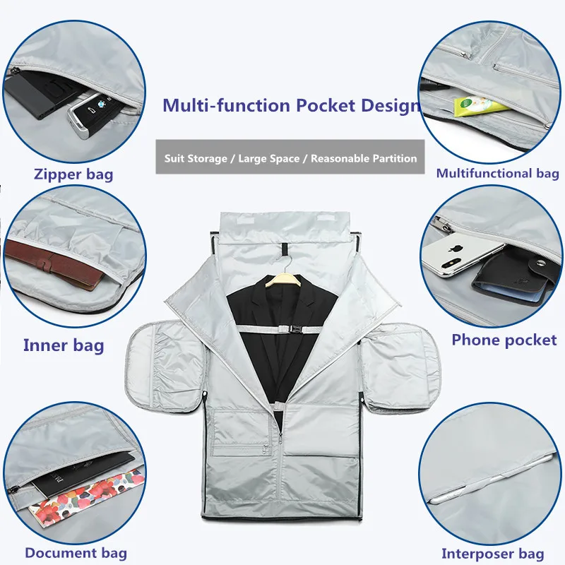OZUKO Garment Bag Multifunction Men Suit Storage Large Capacity Luggage Handbag Male Waterproof Travel Duffel Bag Shoes Pocket