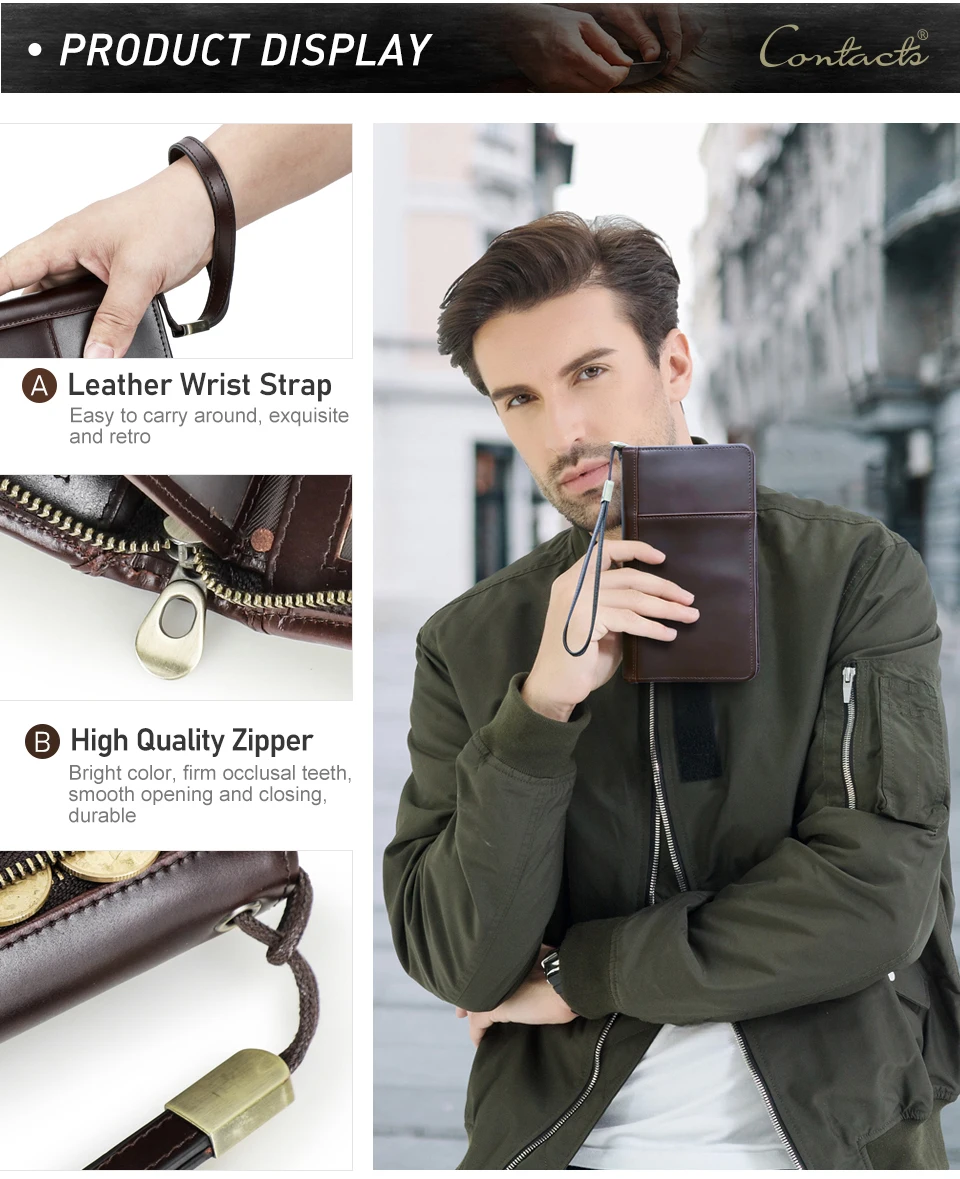 CONTACT'S Genuine Leather Men Passport Cover with Pen Slot Family Passport Travel Wallets ID Card Bag Organizer Document Pouch