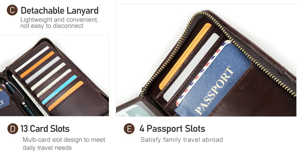 CONTACT'S Genuine Leather Men Passport Cover with Pen Slot Family Passport Travel Wallets ID Card Bag Organizer Document Pouch