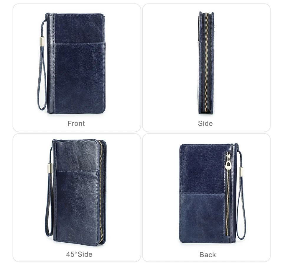 CONTACT'S Genuine Leather Men Passport Cover with Pen Slot Family Passport Travel Wallets ID Card Bag Organizer Document Pouch