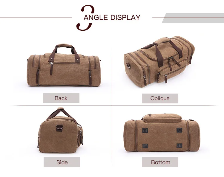 Large Capacity Men Hand Luggage Travel Duffle Bags Canvas Travel Bags Weekend Shoulder Bags Multifunctional Overnight Duffel Bag