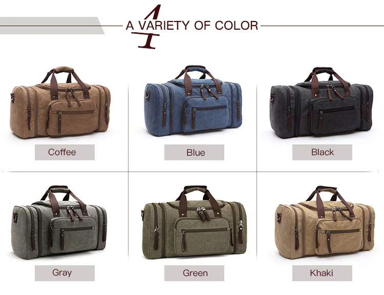 Large Capacity Men Hand Luggage Travel Duffle Bags Canvas Travel Bags Weekend Shoulder Bags Multifunctional Overnight Duffel Bag