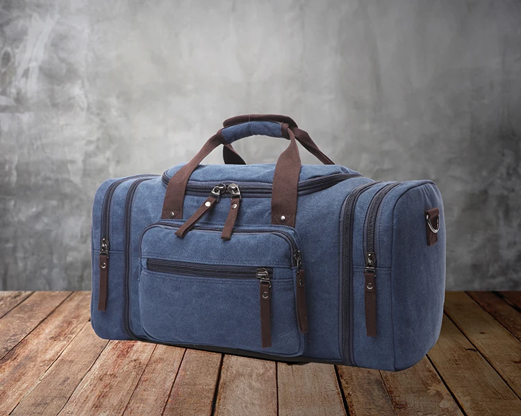 Large Capacity Men Hand Luggage Travel Duffle Bags Canvas Travel Bags Weekend Shoulder Bags Multifunctional Overnight Duffel Bag
