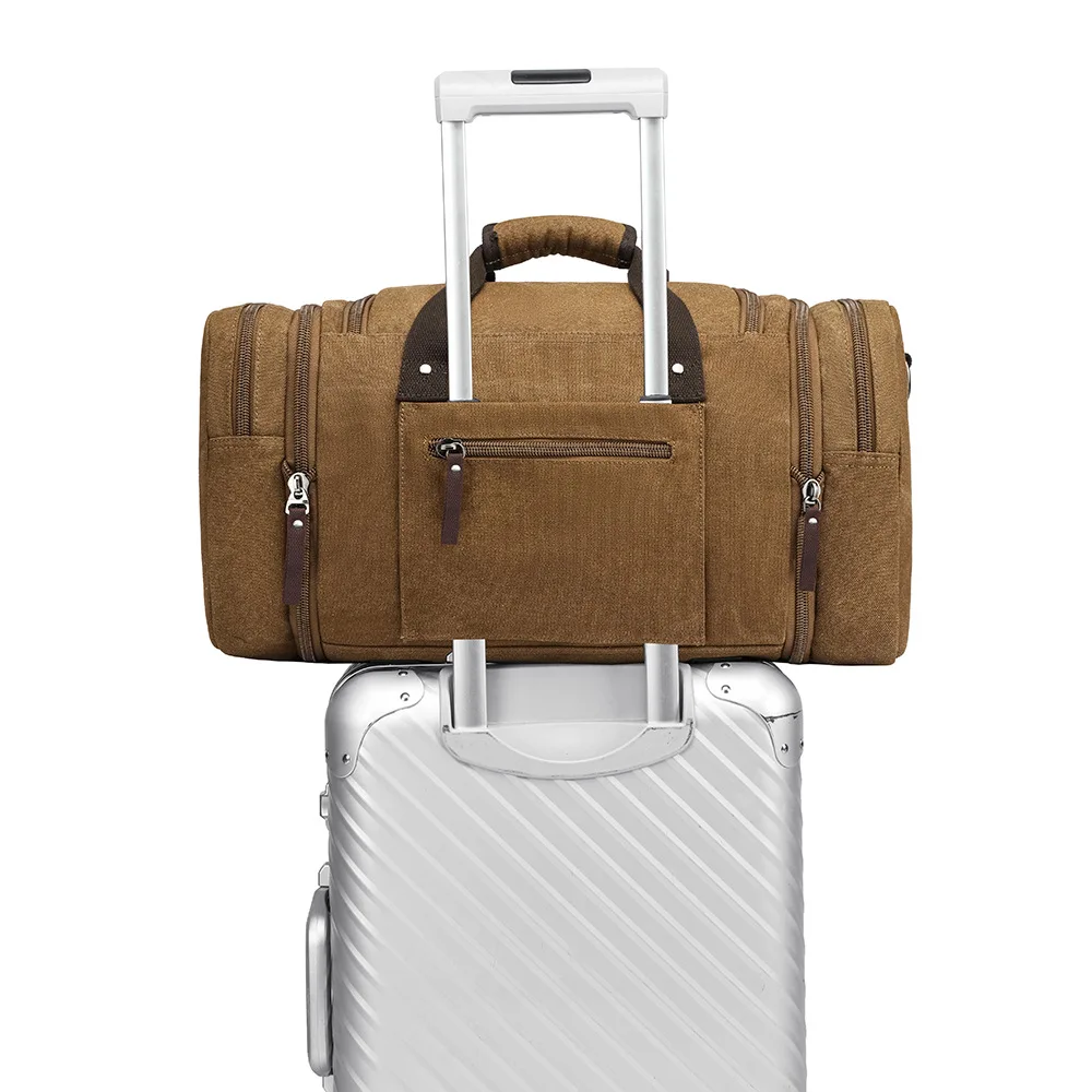 Large Capacity Men Hand Luggage Travel Duffle Bags Canvas Travel Bags Weekend Shoulder Bags Multifunctional Overnight Duffel Bag