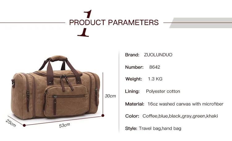 Large Capacity Men Hand Luggage Travel Duffle Bags Canvas Travel Bags Weekend Shoulder Bags Multifunctional Overnight Duffel Bag