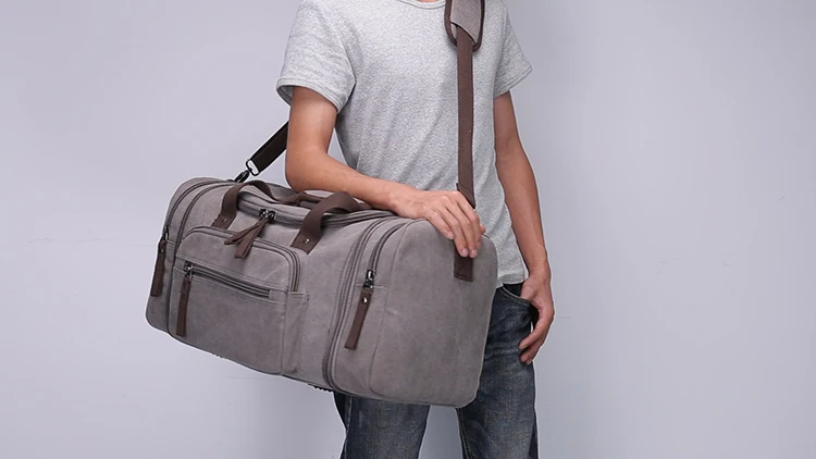 Large Capacity Men Hand Luggage Travel Duffle Bags Canvas Travel Bags Weekend Shoulder Bags Multifunctional Overnight Duffel Bag