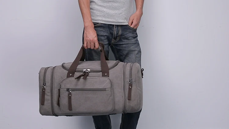 Large Capacity Men Hand Luggage Travel Duffle Bags Canvas Travel Bags Weekend Shoulder Bags Multifunctional Overnight Duffel Bag
