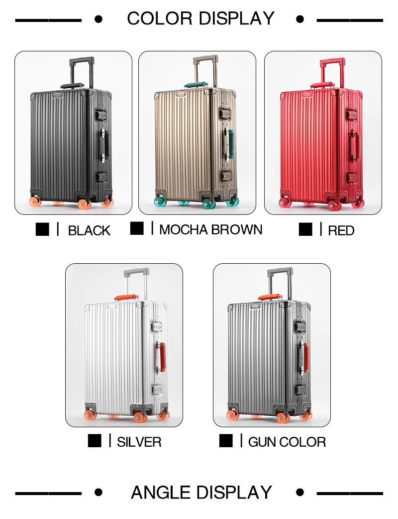 All-Aluminum Magnesium Alloy Suitcase Large-Capacity Password Luggage Infused Transparent Rolling Wheel Business Trolley Case