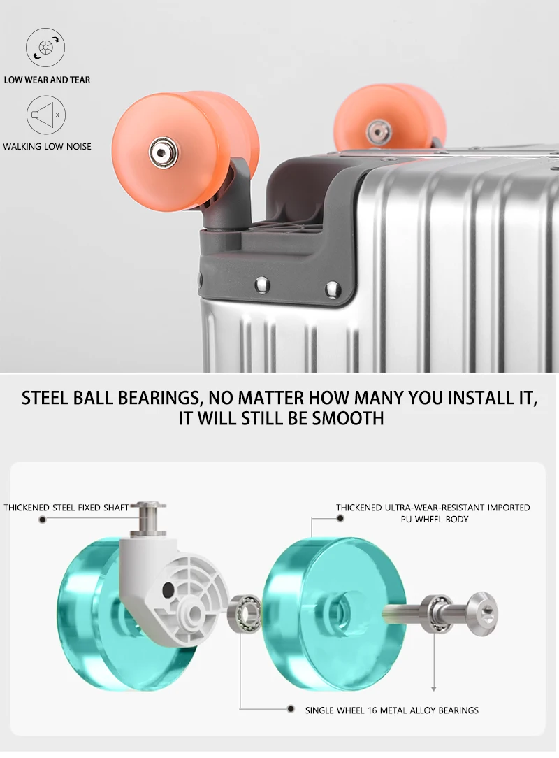 All-Aluminum Magnesium Alloy Suitcase Large-Capacity Password Luggage Infused Transparent Rolling Wheel Business Trolley Case