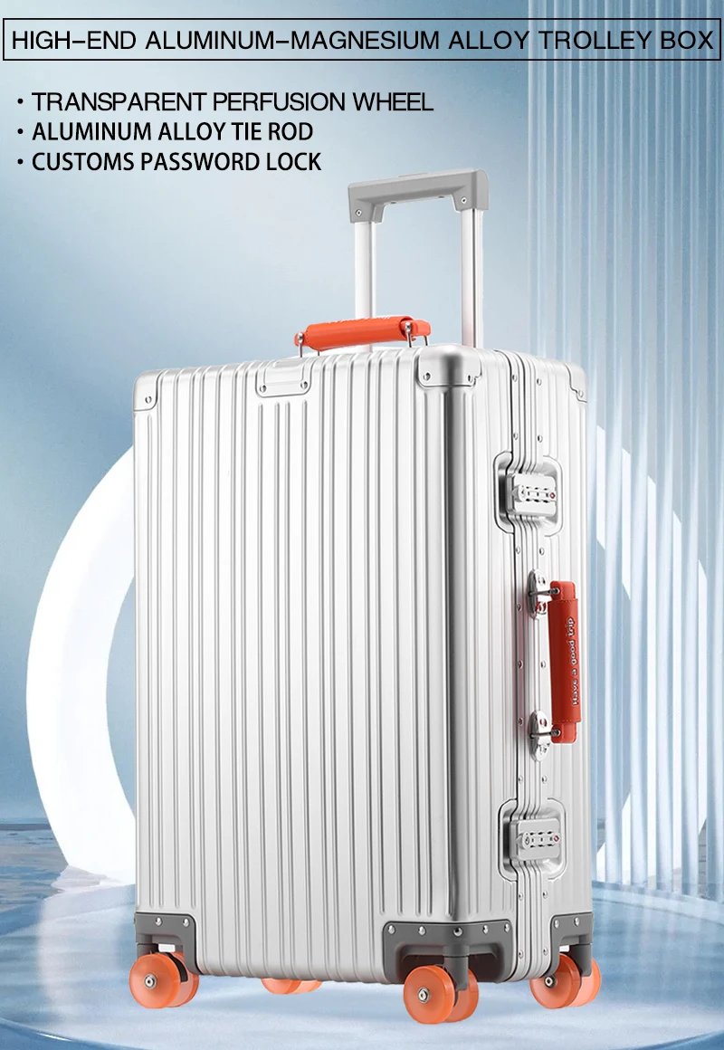 All-Aluminum Magnesium Alloy Suitcase Large-Capacity Password Luggage Infused Transparent Rolling Wheel Business Trolley Case