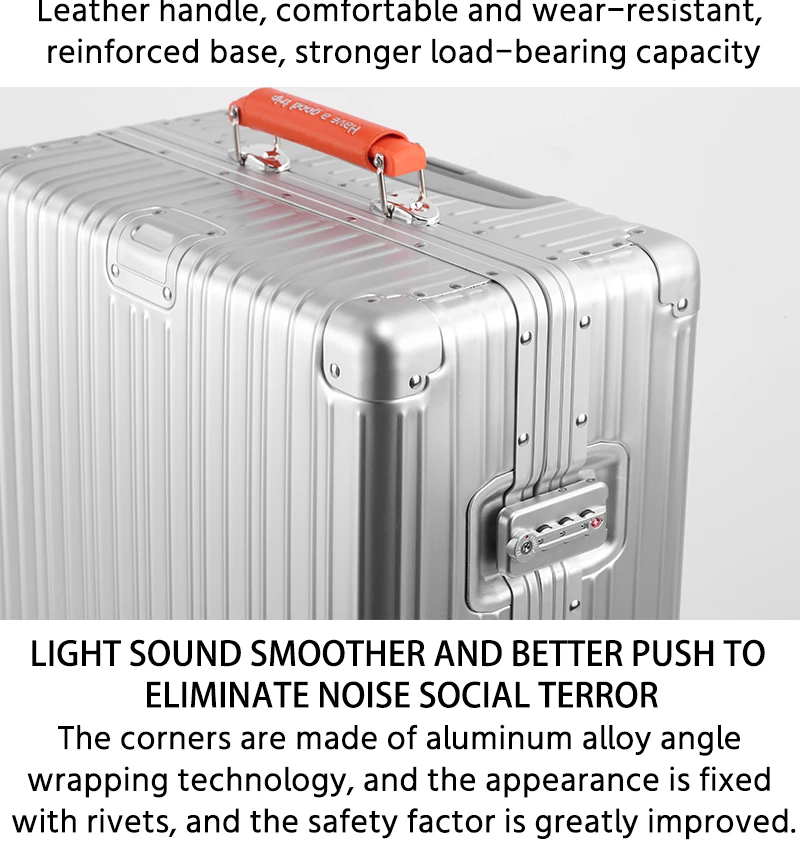All-Aluminum Magnesium Alloy Suitcase Large-Capacity Password Luggage Infused Transparent Rolling Wheel Business Trolley Case