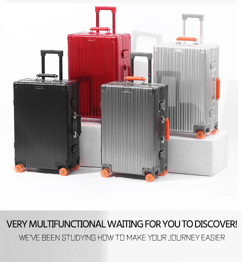 All-Aluminum Magnesium Alloy Suitcase Large-Capacity Password Luggage Infused Transparent Rolling Wheel Business Trolley Case