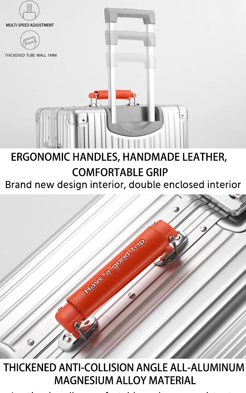 All-Aluminum Magnesium Alloy Suitcase Large-Capacity Password Luggage Infused Transparent Rolling Wheel Business Trolley Case