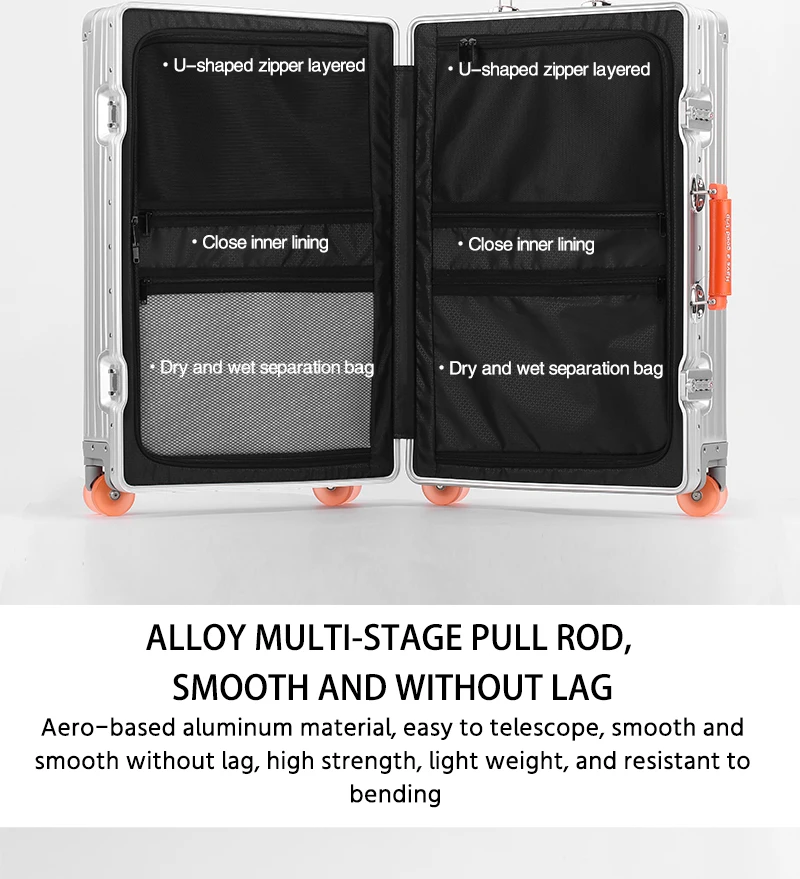 All-Aluminum Magnesium Alloy Suitcase Large-Capacity Password Luggage Infused Transparent Rolling Wheel Business Trolley Case
