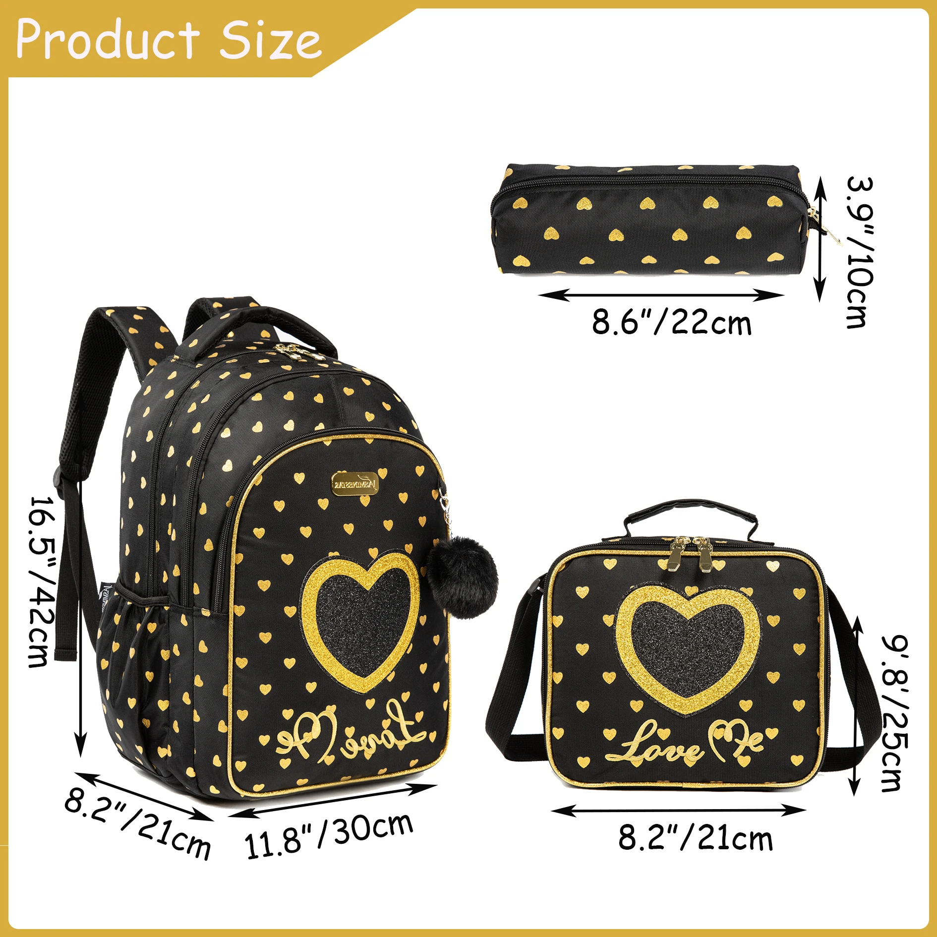 Meetbelify School Backpacks for Elementary Primary Girls with Lunch Bag and Pencil Case
