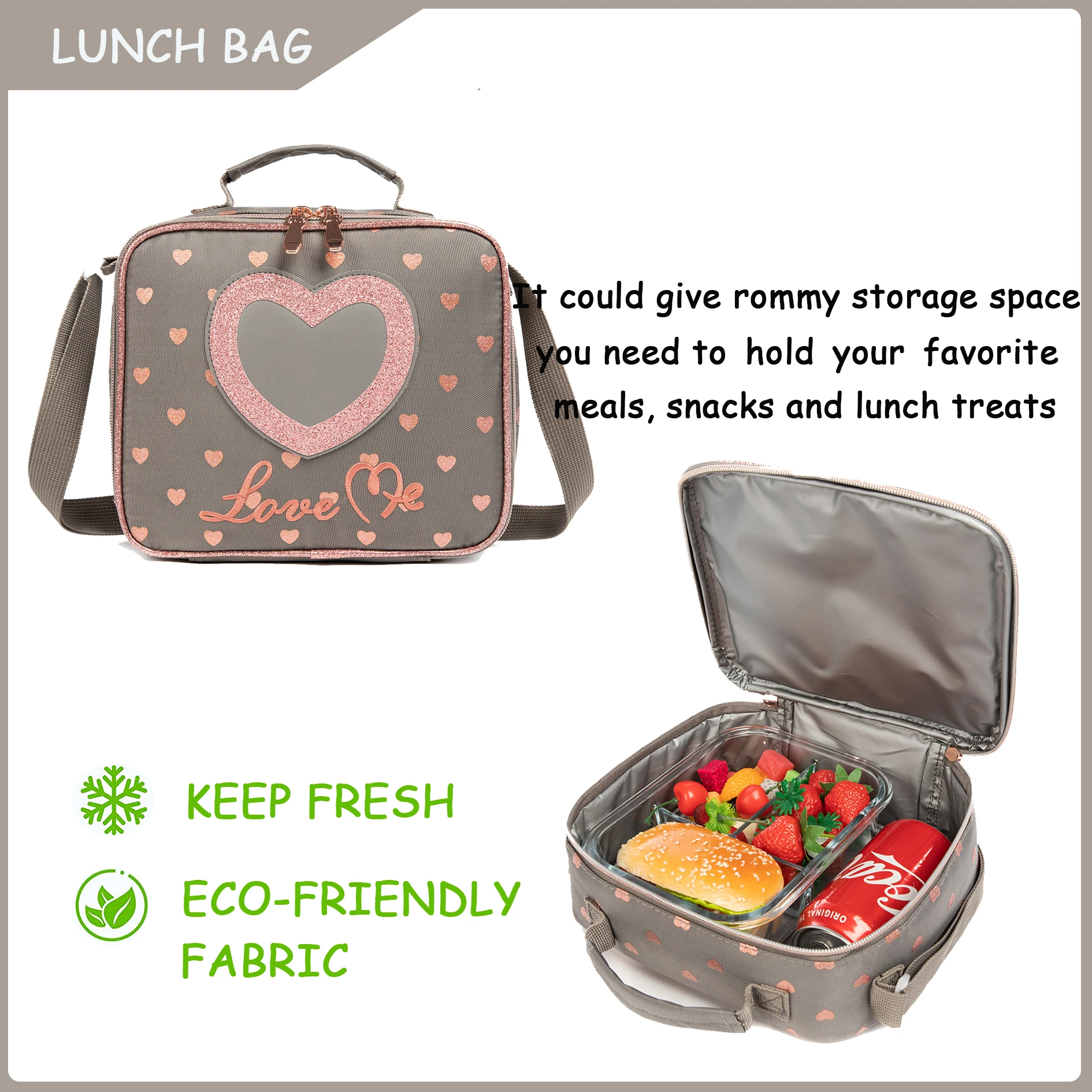 Meetbelify School Backpacks for Elementary Primary Girls with Lunch Bag and Pencil Case