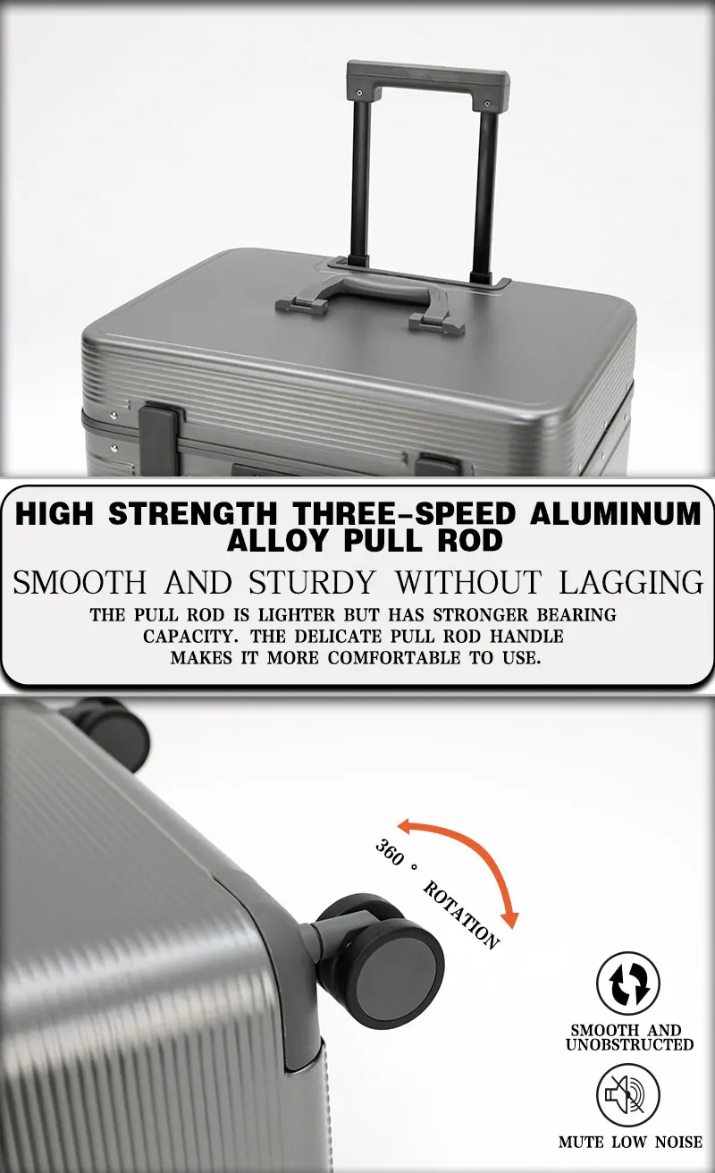 Bunnyfly 18" Aluminum Alloy Frame Spinner Suitcase Camera Trolley Pilot Luggage Bag with Wheels Photography Equipment Case