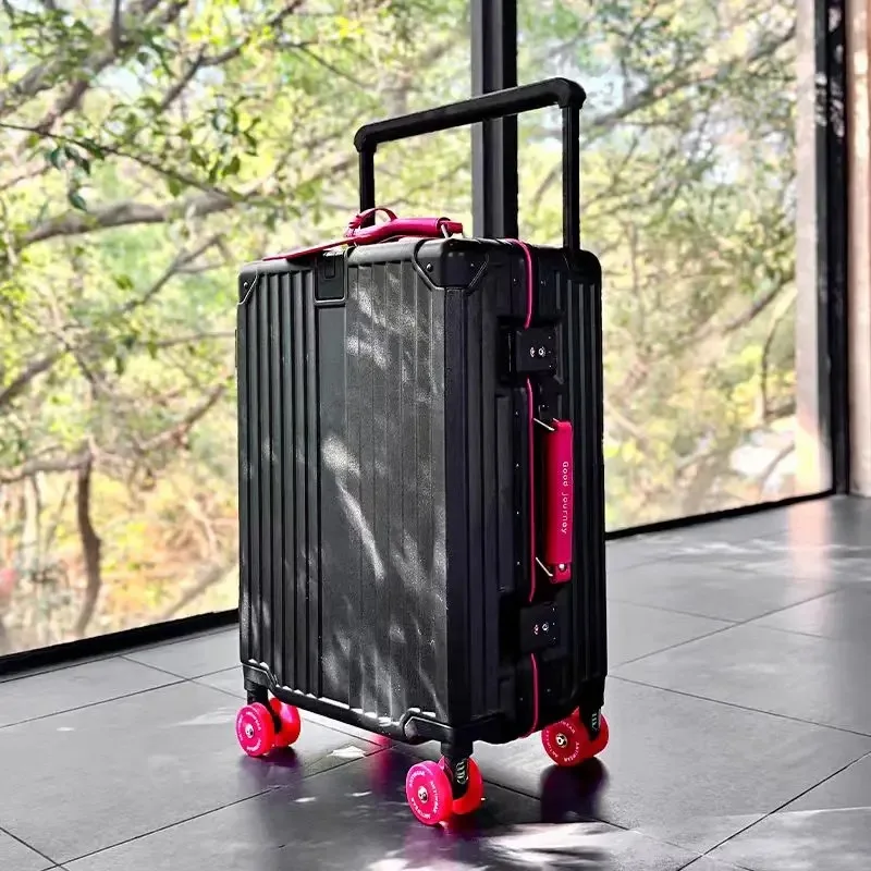 BunnyFly Wide Handlebar Travel Trolley Suitcase with Colorful Silent Wheels TSA Lock Rolling Luggage Large Capacity PC Material