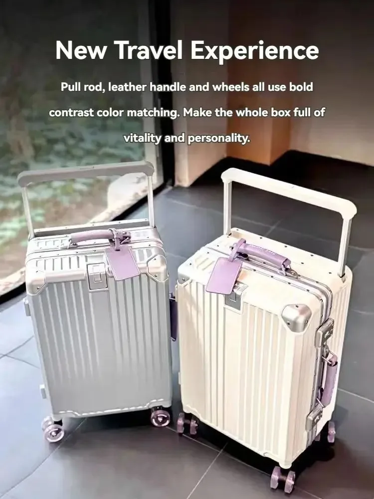 BunnyFly Wide Handlebar Travel Trolley Suitcase with Colorful Silent Wheels TSA Lock Rolling Luggage Large Capacity PC Material