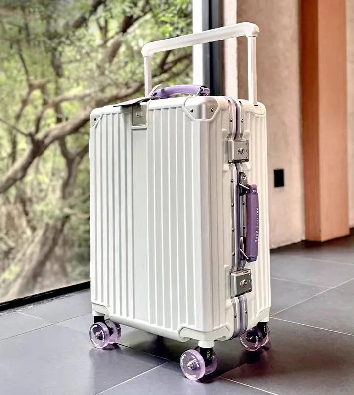 BunnyFly Wide Handlebar Travel Trolley Suitcase with Colorful Silent Wheels TSA Lock Rolling Luggage Large Capacity PC Material