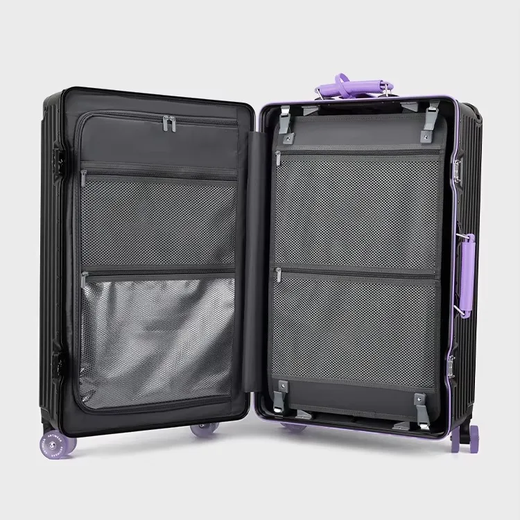BunnyFly Wide Handlebar Travel Trolley Suitcase with Colorful Silent Wheels TSA Lock Rolling Luggage Large Capacity PC Material