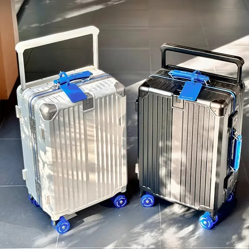 BunnyFly Wide Handlebar Travel Trolley Suitcase with Colorful Silent Wheels TSA Lock Rolling Luggage Large Capacity PC Material