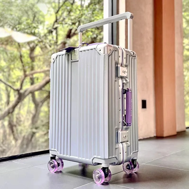 BunnyFly Wide Handlebar Travel Trolley Suitcase with Colorful Silent Wheels TSA Lock Rolling Luggage Large Capacity PC Material