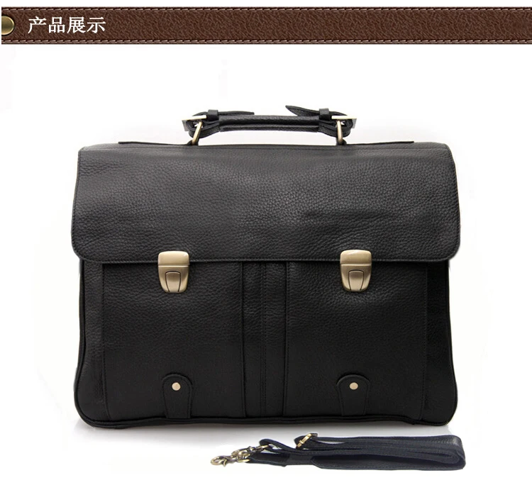 High Quality Cowhide Genuine Leather Briefcase for Men Business Bag 15.6" Laptop Case Male Portfolio Attache Office Messenger Ba