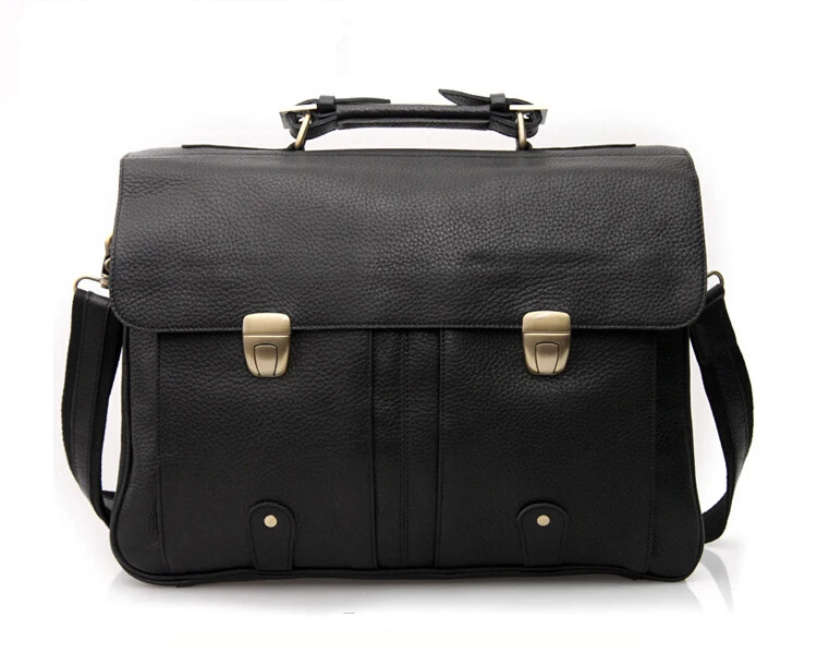 High Quality Cowhide Genuine Leather Briefcase for Men Business Bag 15.6" Laptop Case Male Portfolio Attache Office Messenger Ba