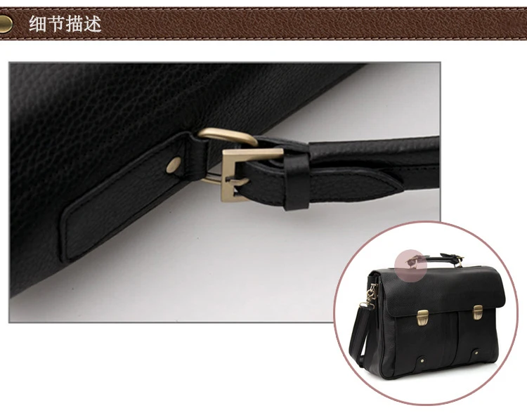 High Quality Cowhide Genuine Leather Briefcase for Men Business Bag 15.6" Laptop Case Male Portfolio Attache Office Messenger Ba