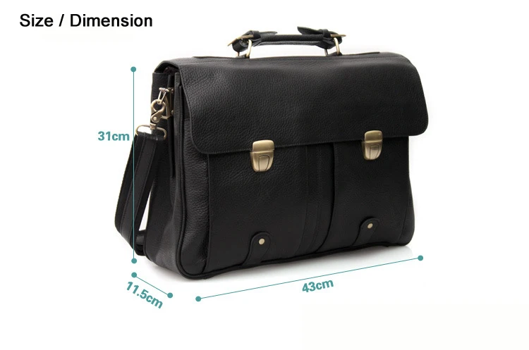 High Quality Cowhide Genuine Leather Briefcase for Men Business Bag 15.6" Laptop Case Male Portfolio Attache Office Messenger Ba