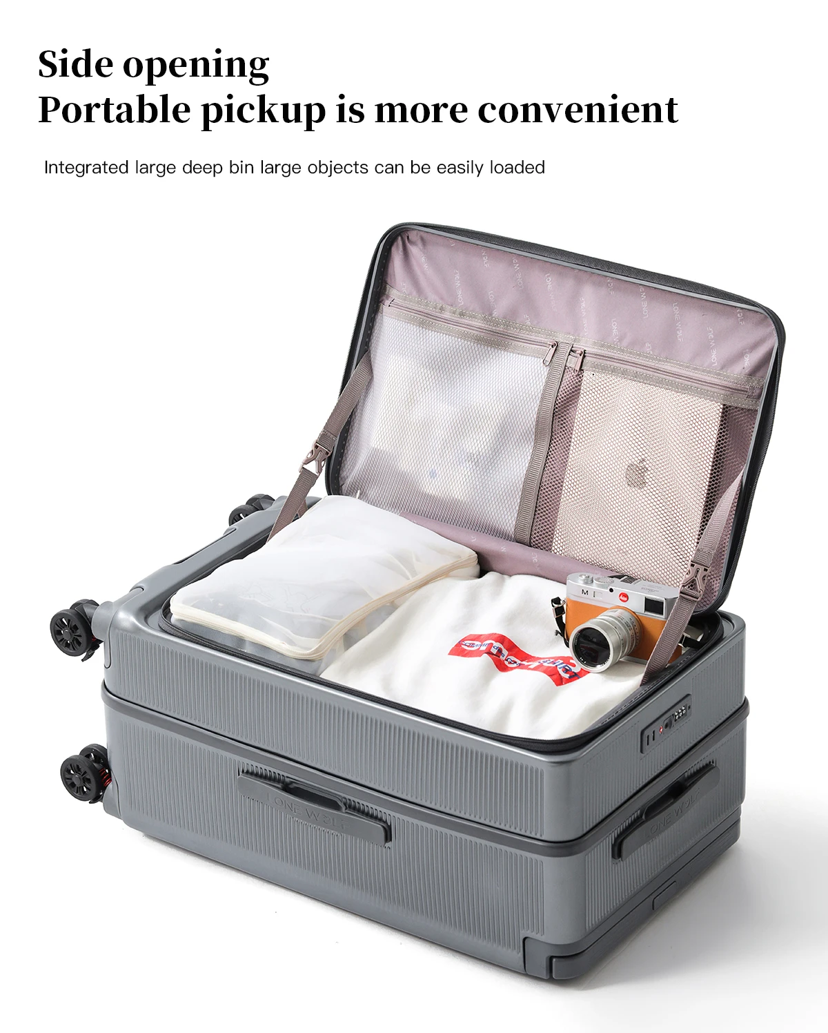 2025 Front-opening Luggage. 26-inch anti-drop rolling suitcase, 20-inch carry-on luggage, combination suitcase, 24-inch travel b