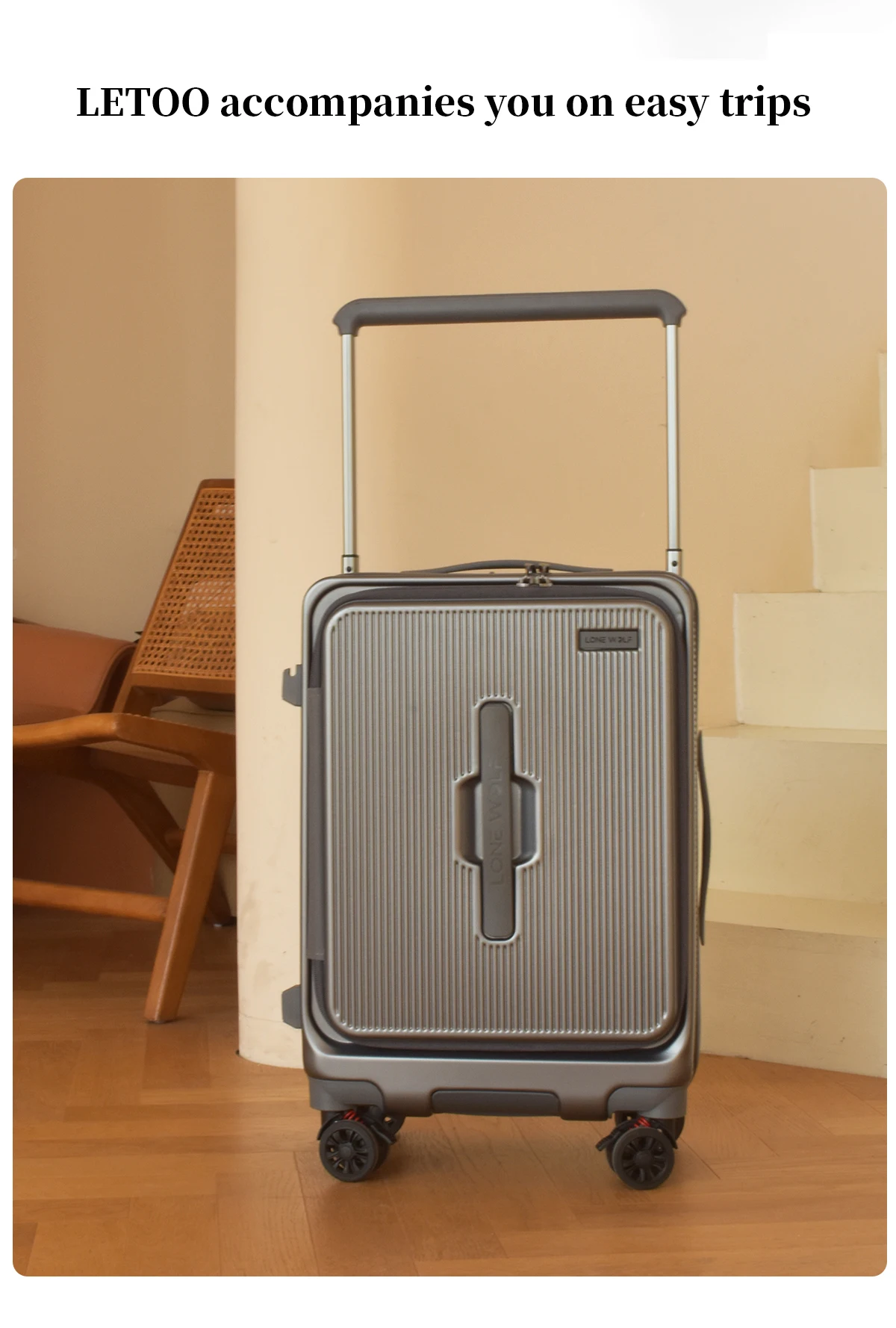 2025 Front-opening Luggage. 26-inch anti-drop rolling suitcase, 20-inch carry-on luggage, combination suitcase, 24-inch travel b