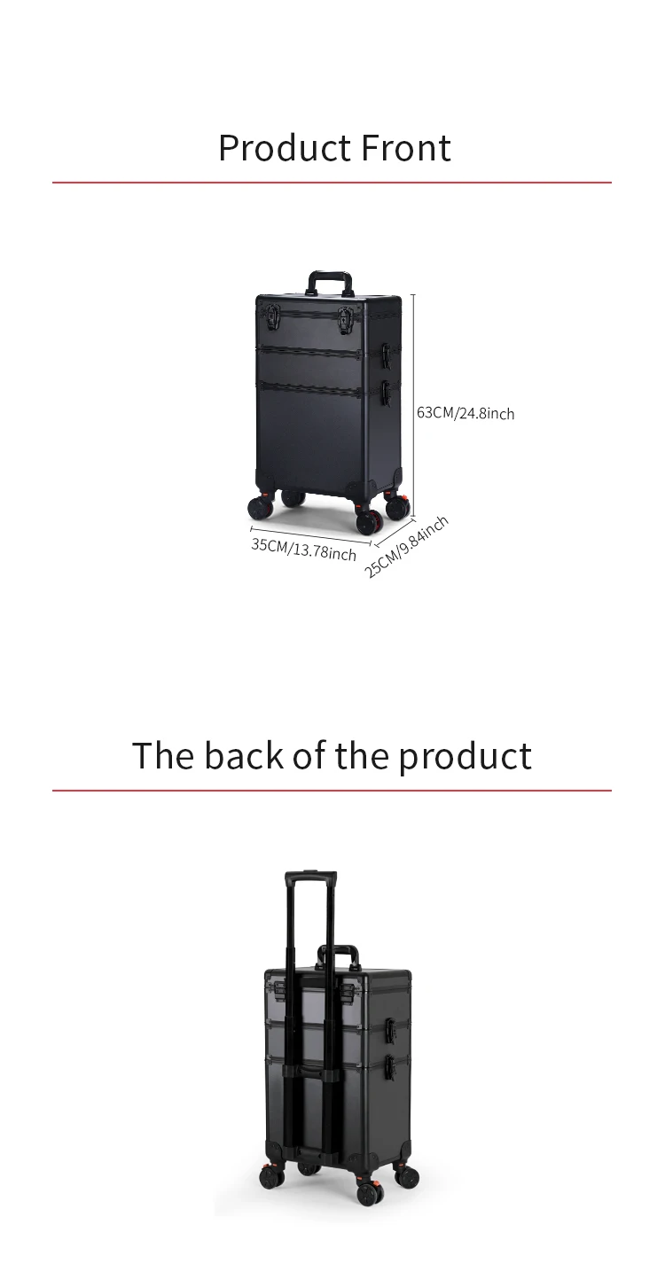 Makeup Organizer with led lights mrirror - Large Cosmetic Trolley, Salon & Barber Case Rolling Cart for Hairstylists