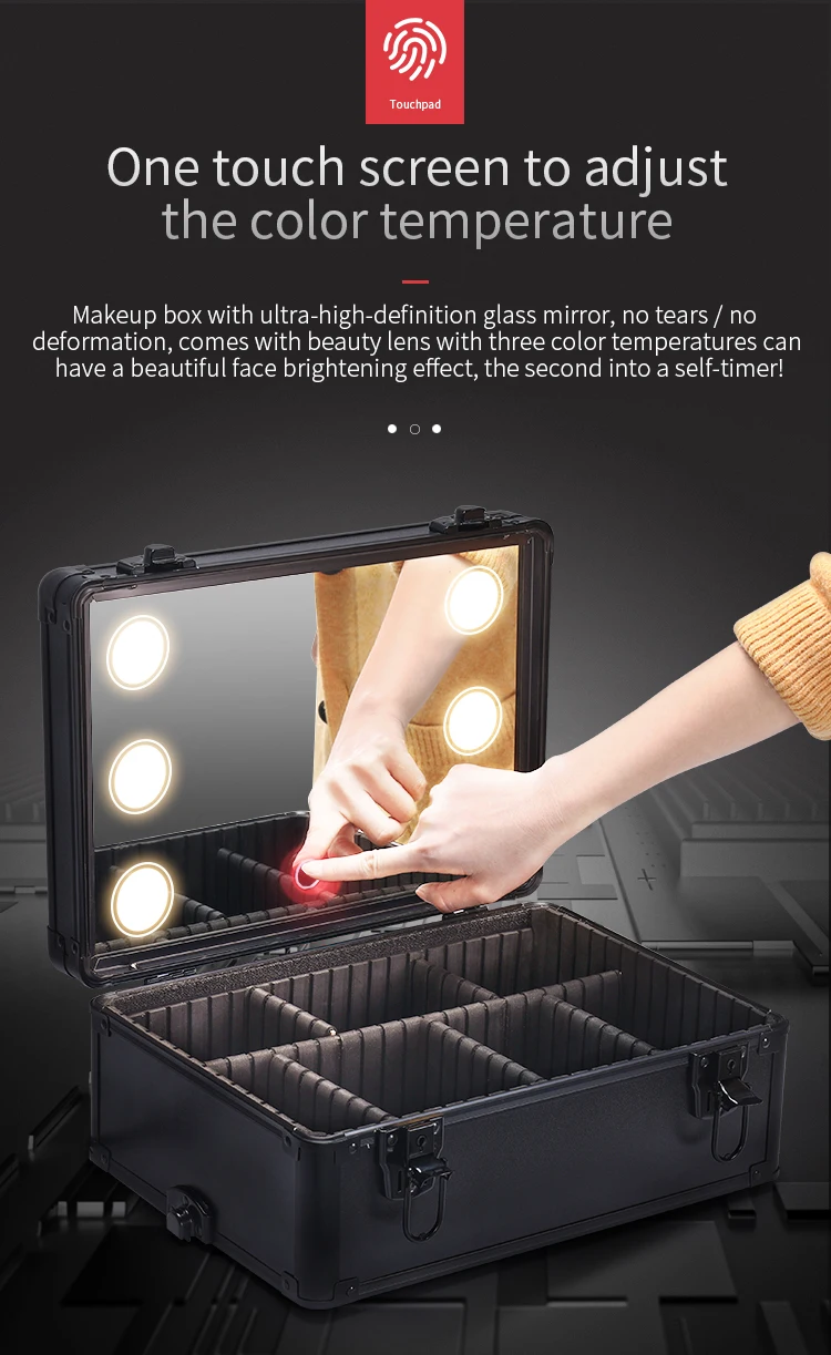 Makeup Organizer with led lights mrirror - Large Cosmetic Trolley, Salon & Barber Case Rolling Cart for Hairstylists