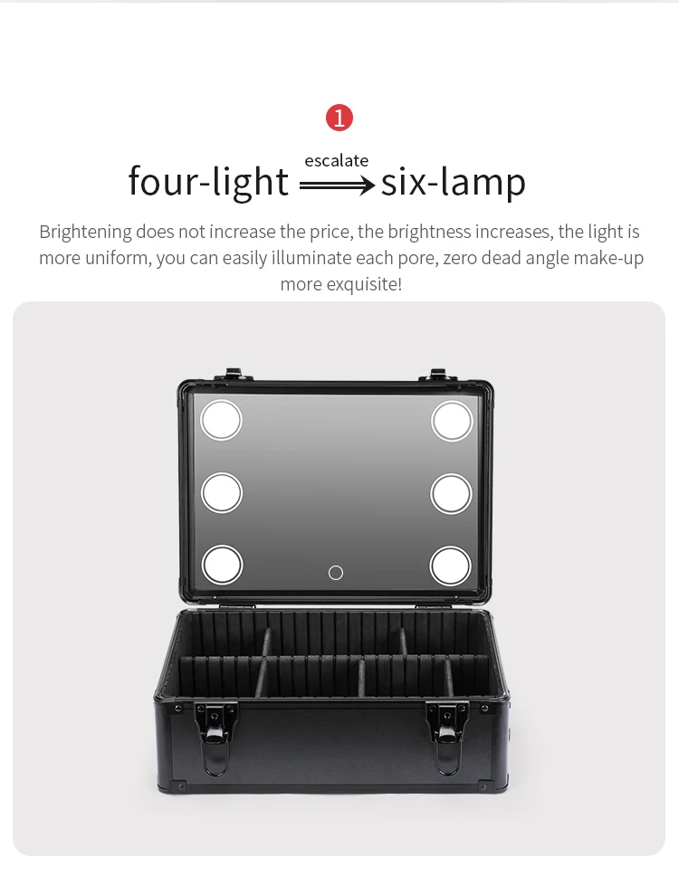 Makeup Organizer with led lights mrirror - Large Cosmetic Trolley, Salon & Barber Case Rolling Cart for Hairstylists